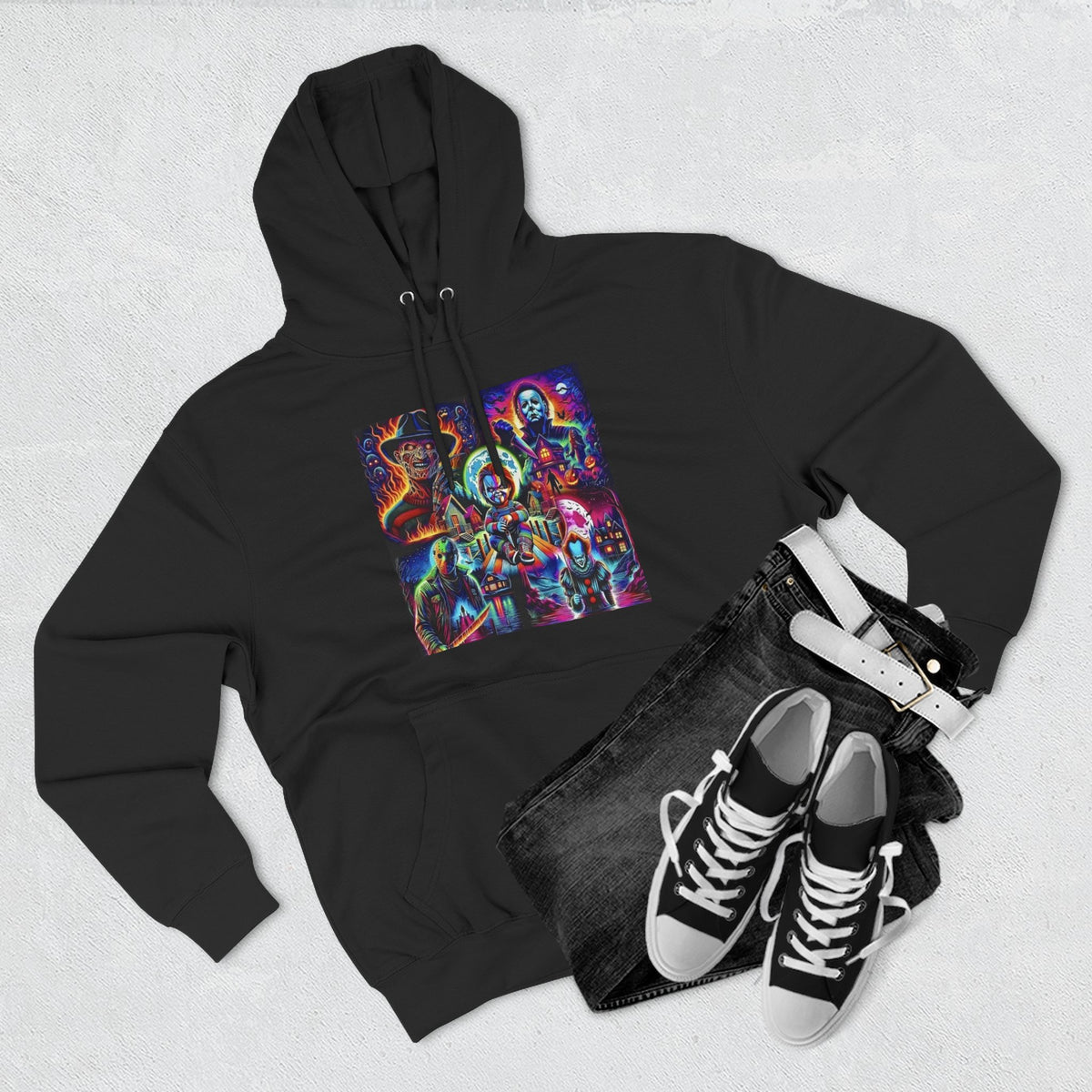 Horror Squad "FRIENDS" Graphic Hoodie — Retro Slasher Characters Pullover