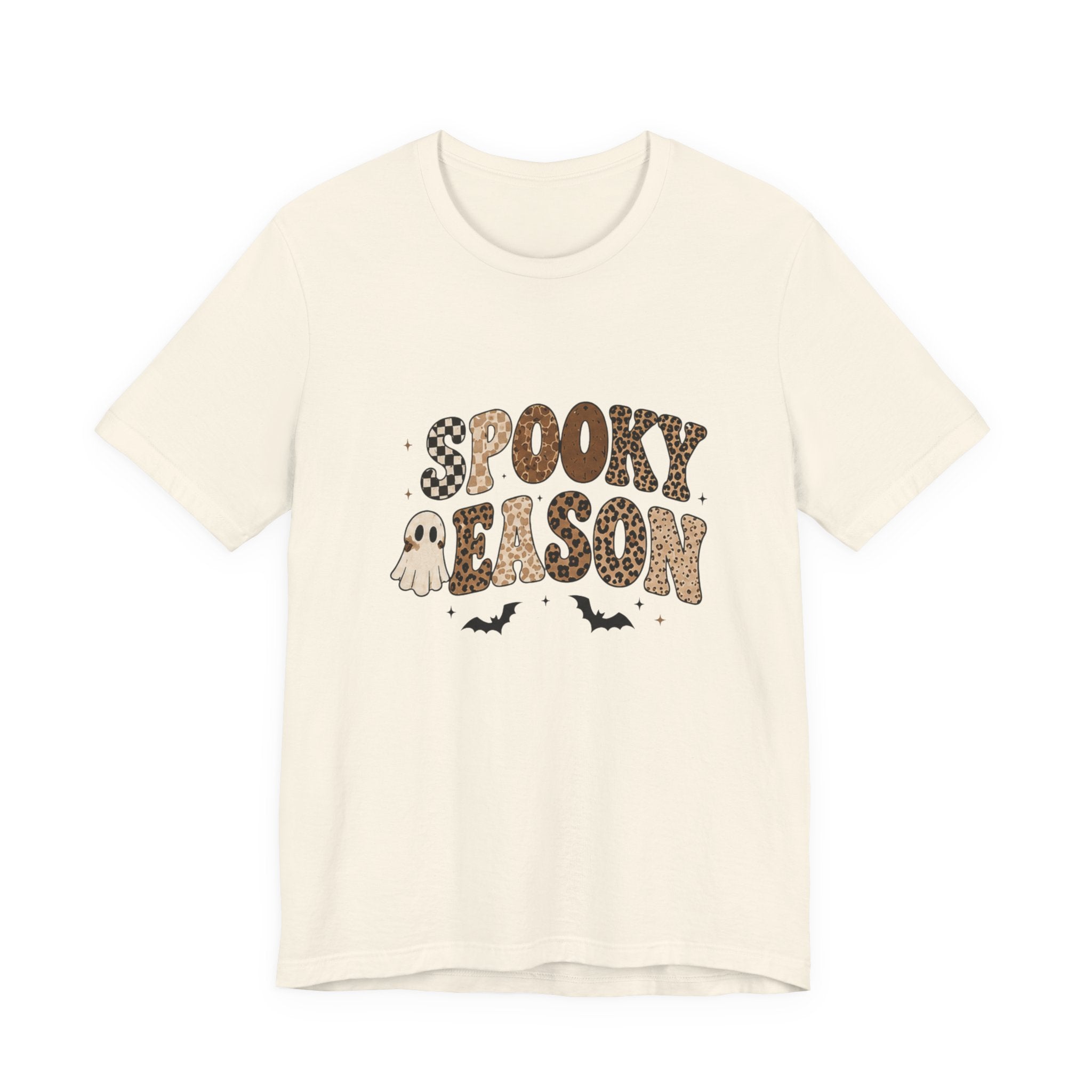 Spooky Season Graphic Tee — Cute Ghost & Bats Halloween Shirt