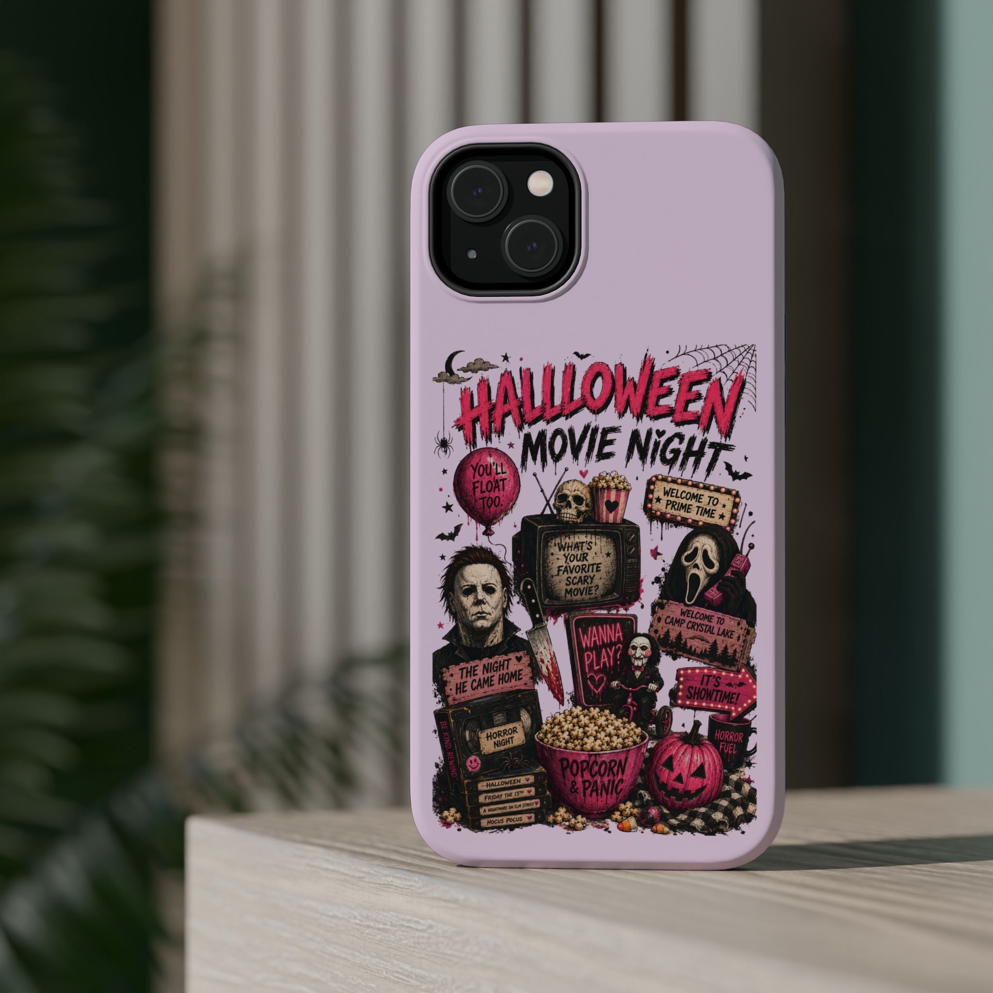 Halloween Movie Night Phone Case — Magnetic Impact-Resistant Horror Design