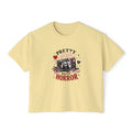 Boxy Tee — "Pretty Girls Watch Horror" Graphic Top