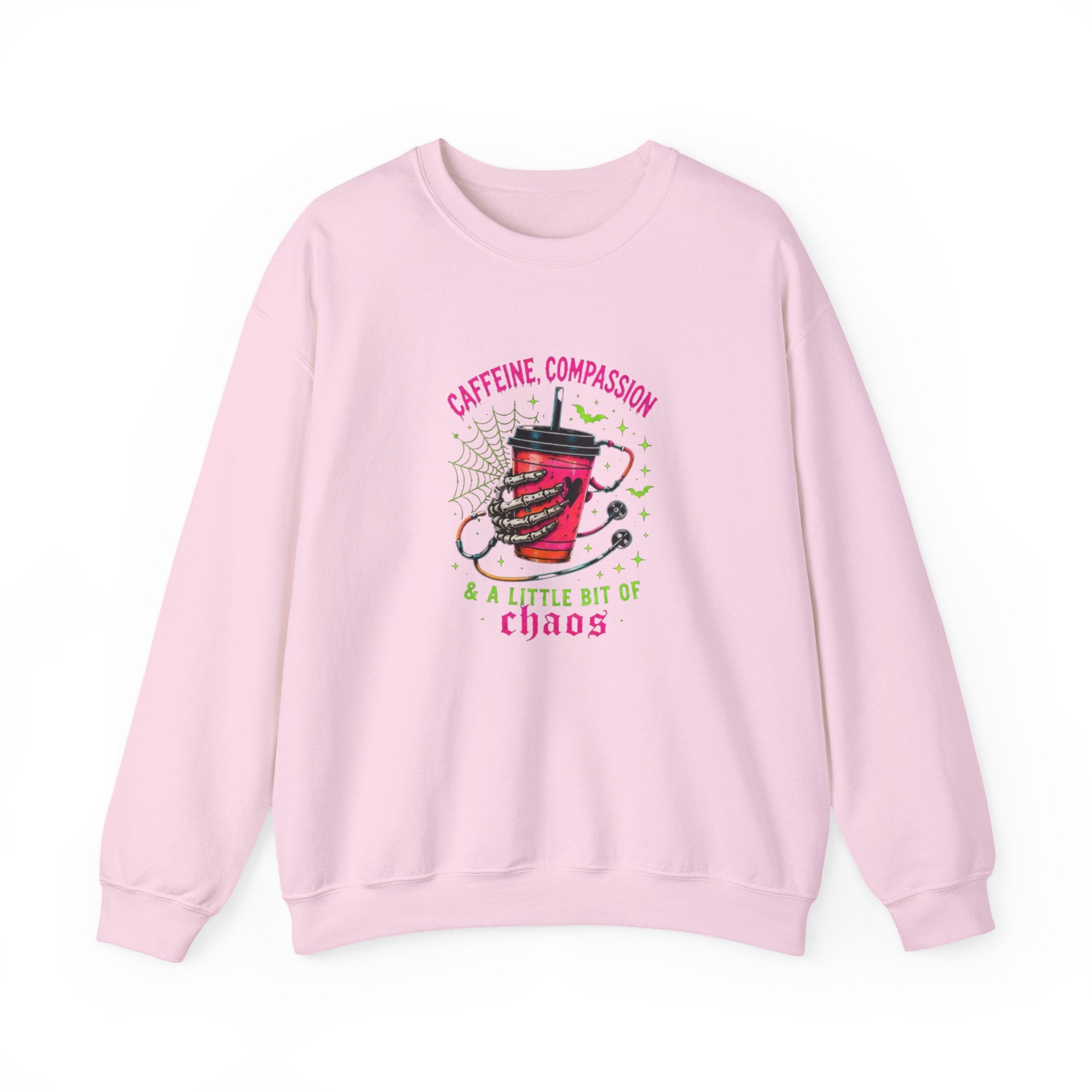 Caffeine, Compassion & A Little Bit of Chaos Crewneck Sweatshirt