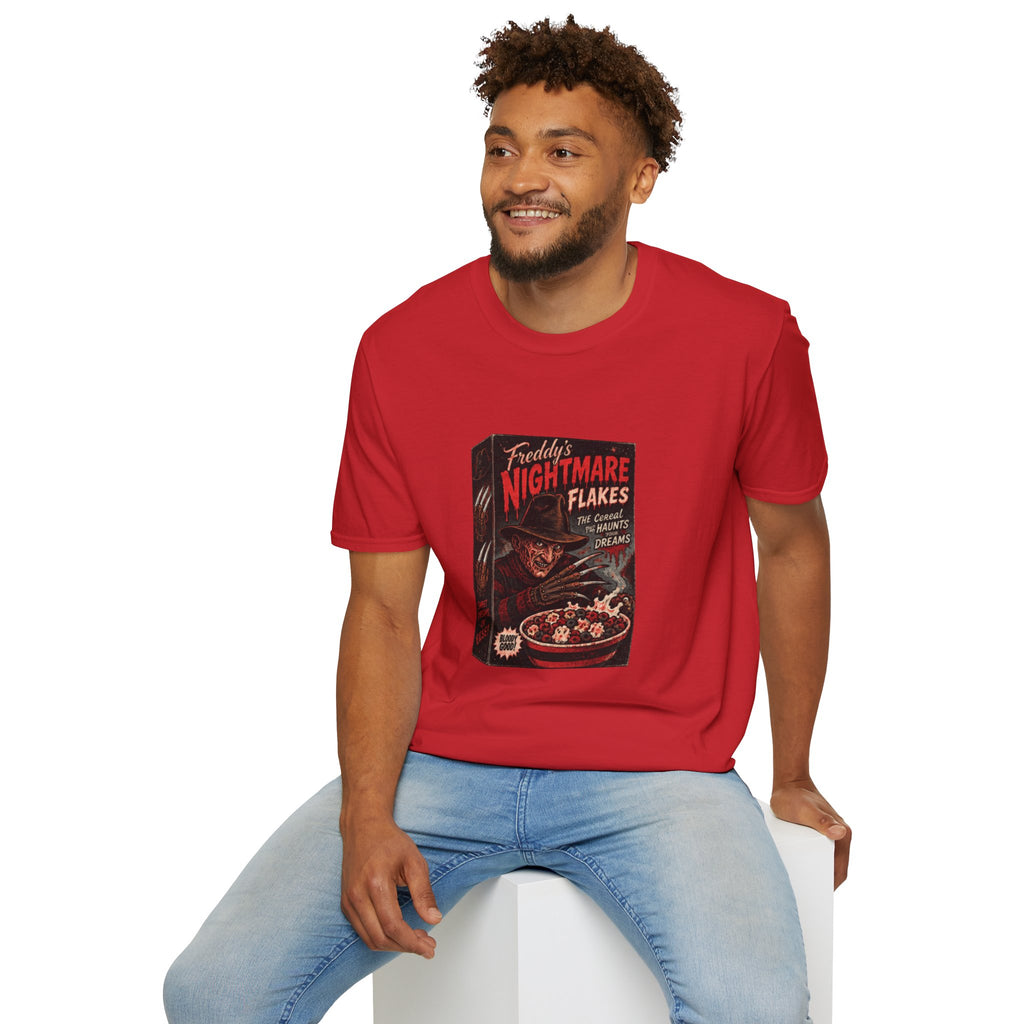 Horror Movie Tee — "Freddy's Nightmare Flakes" Graphic T-Shirt
