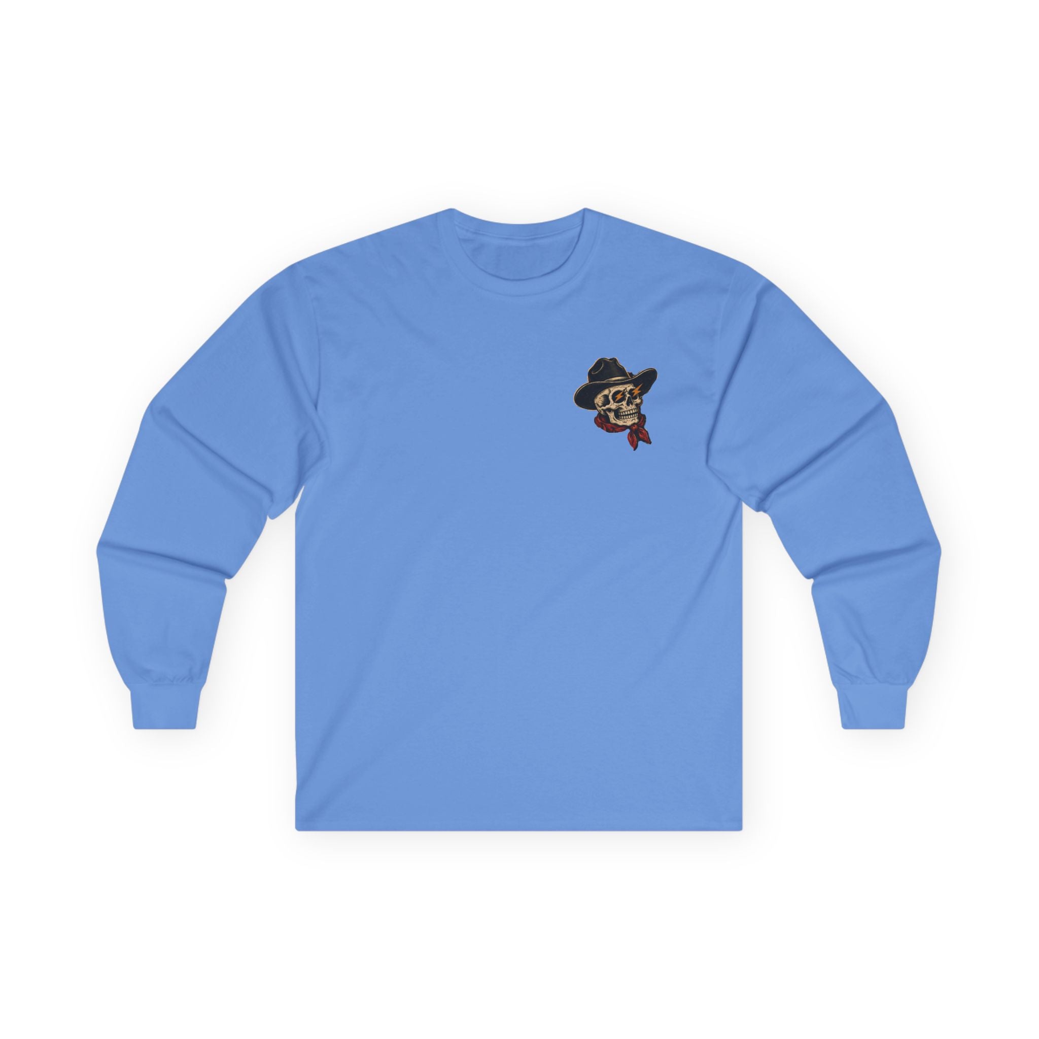 Long Sleeve Tee — Retro Cowboy Skull Graphic