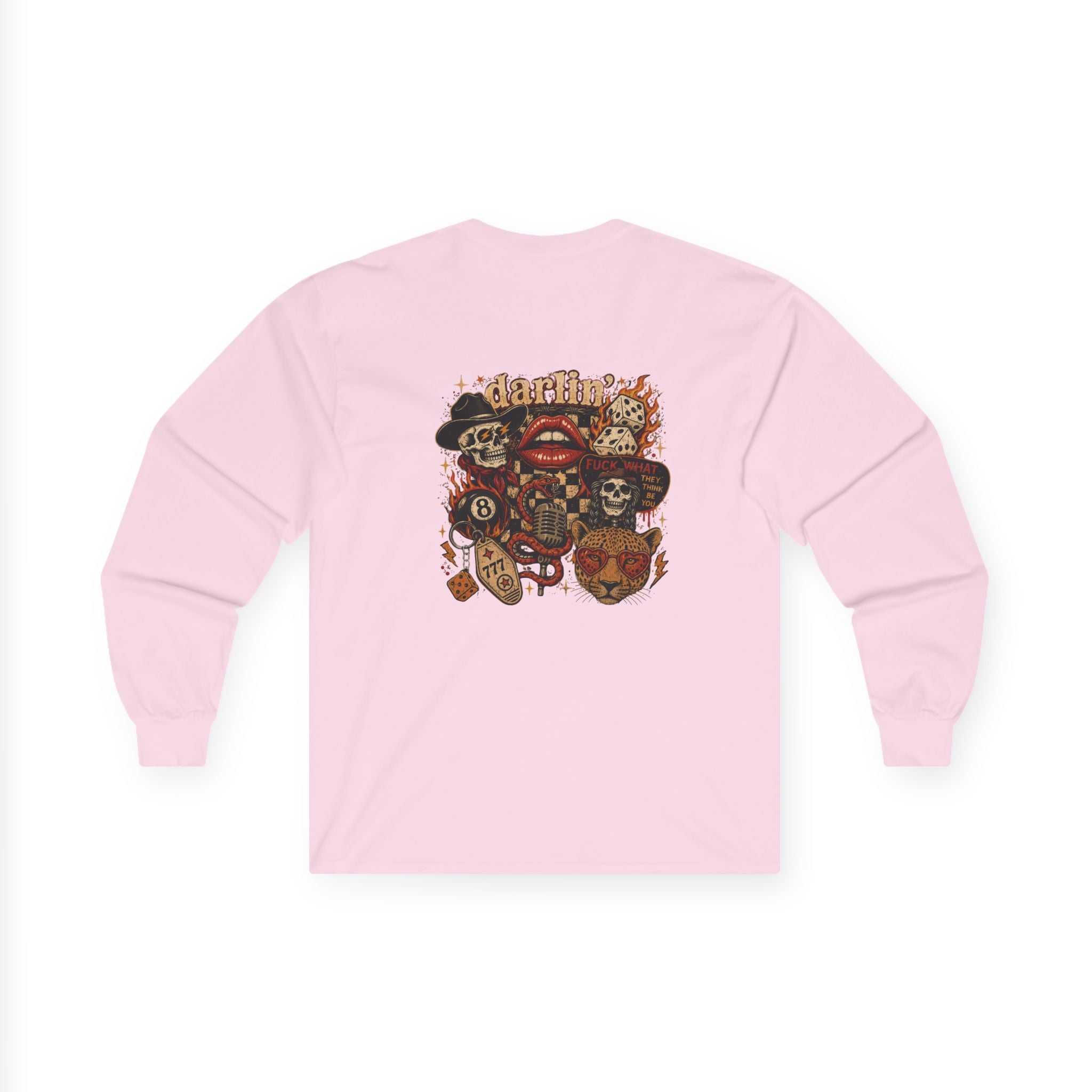 Long Sleeve Tee — Retro Cowboy Skull Graphic