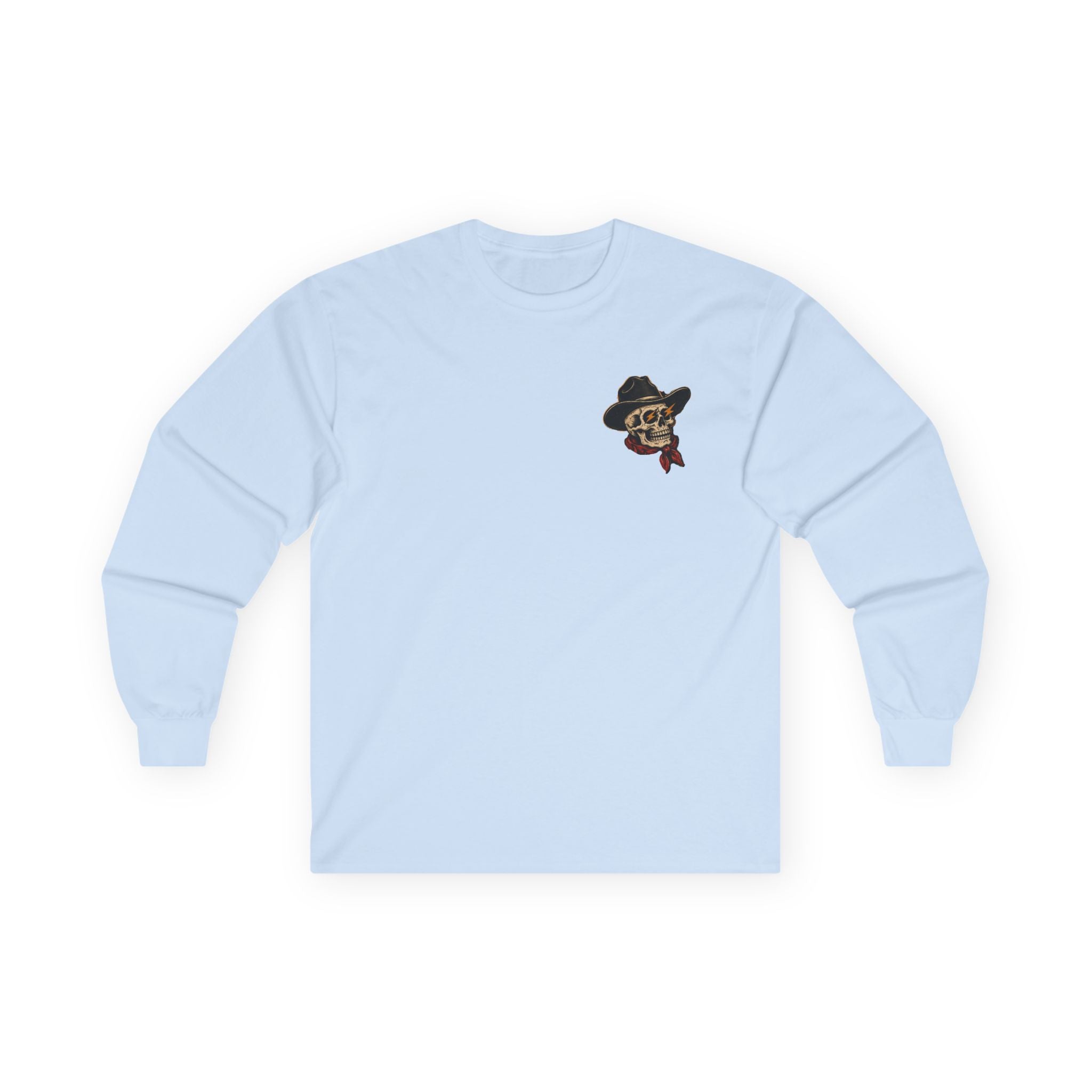 Long Sleeve Tee — Retro Cowboy Skull Graphic
