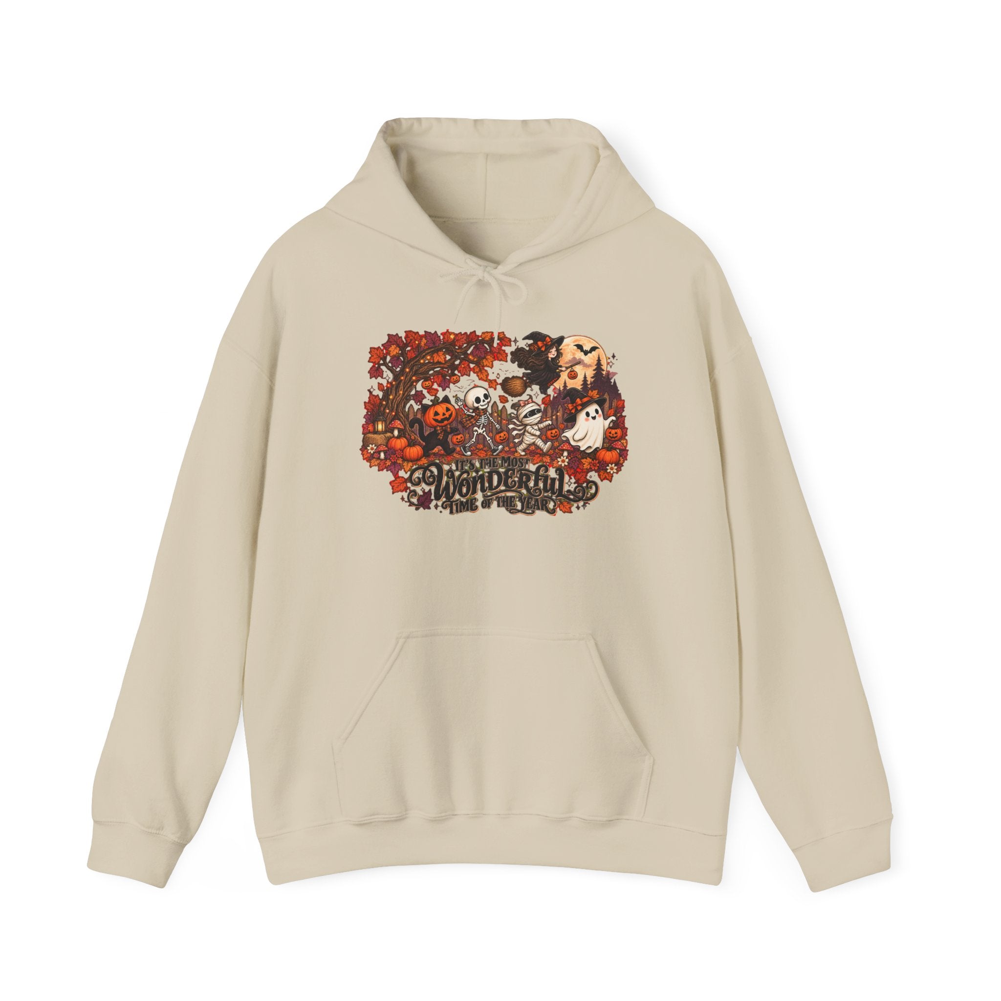 Halloween Anime Collage Hoodie — Spooky Pumpkin & Chibi Characters Fall Sweatshirt