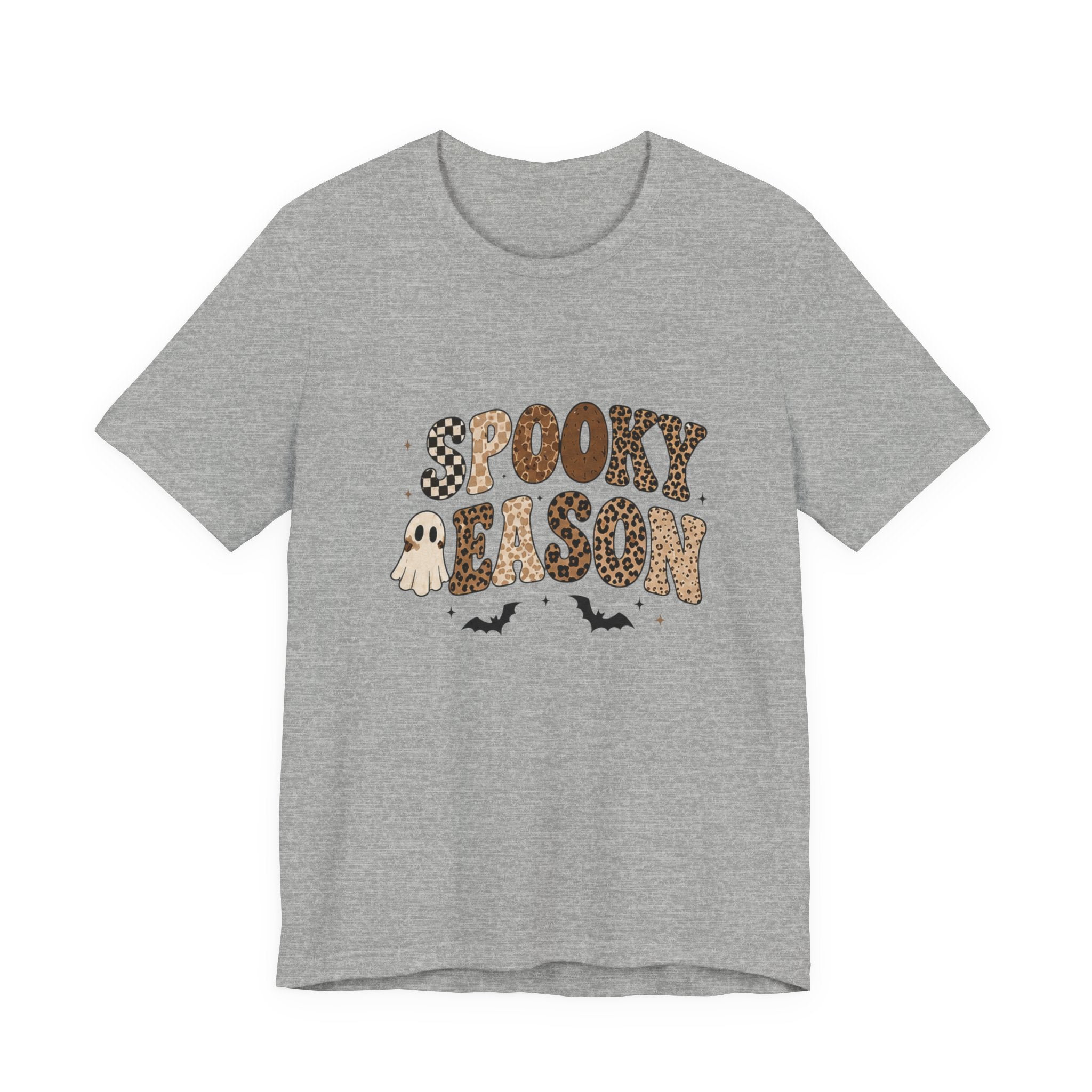 Spooky Season Graphic Tee — Cute Ghost & Bats Halloween Shirt