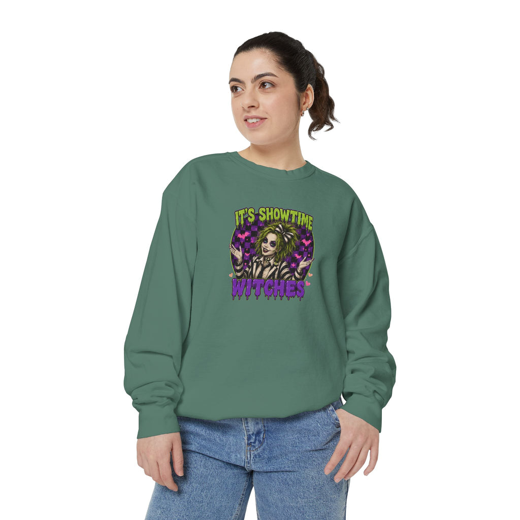 It's Showtime Witches Sweatshirt — Halloween Beetlejuice-Inspired Graphic Pullover