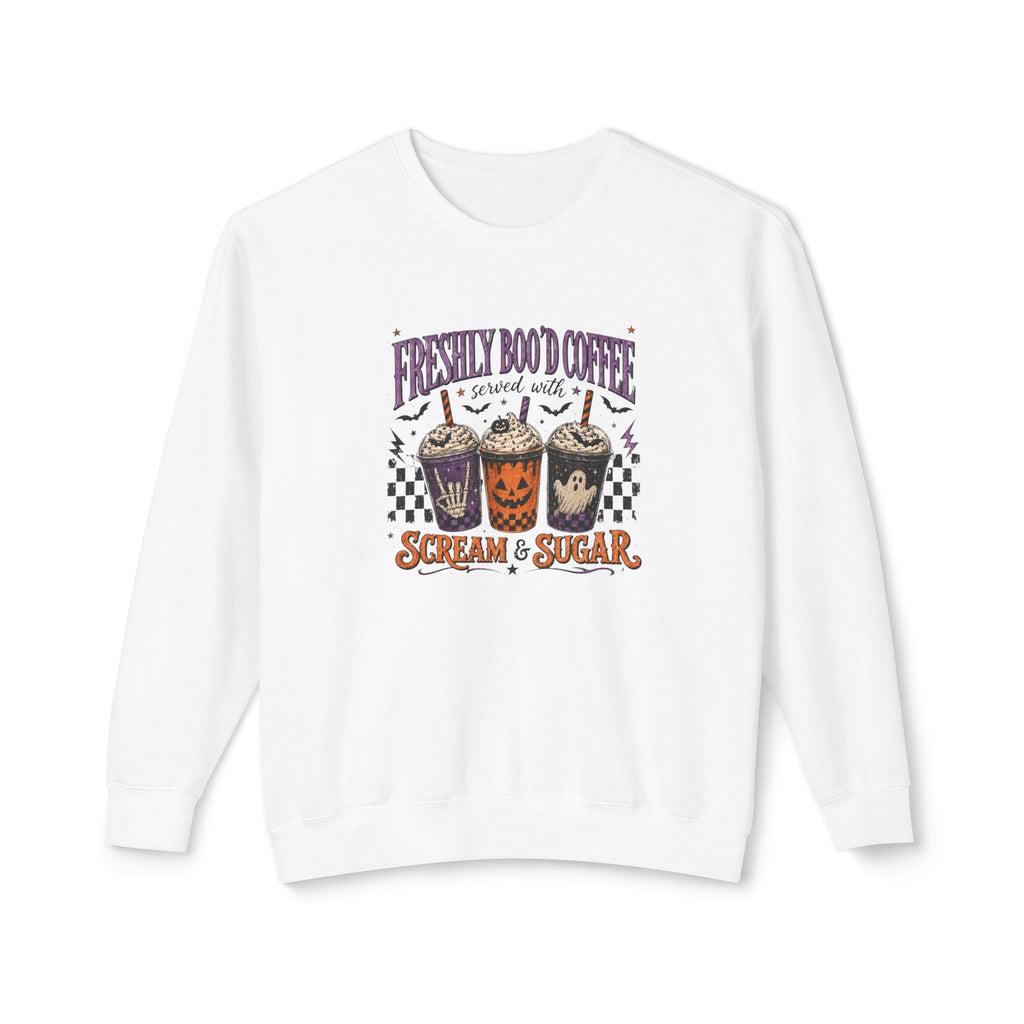Halloween Coffee Sweatshirt - "Freshly Boo'd Coffee" Scream & Sugar Crewneck