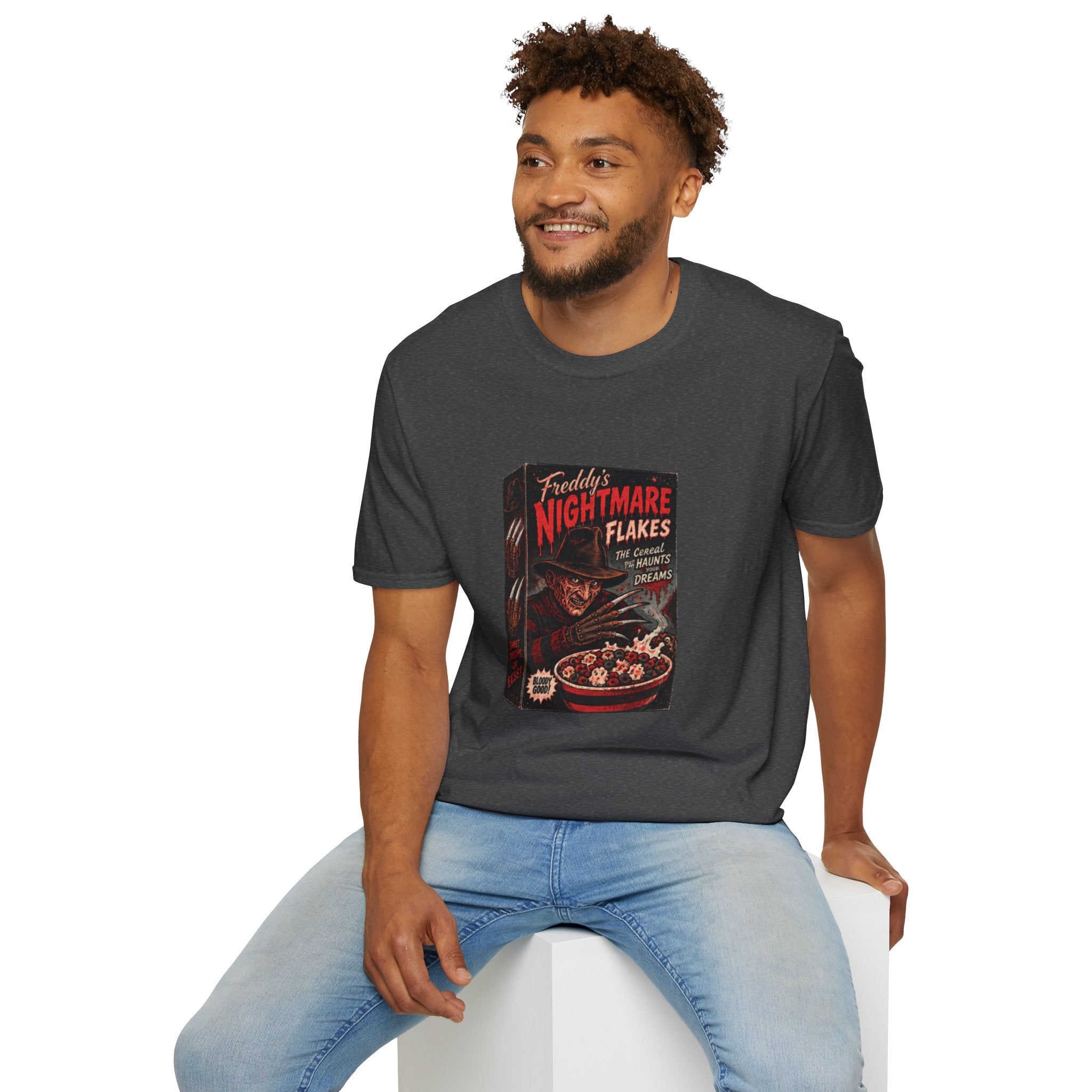Horror Movie Tee — "Freddy's Nightmare Flakes" Graphic T-Shirt