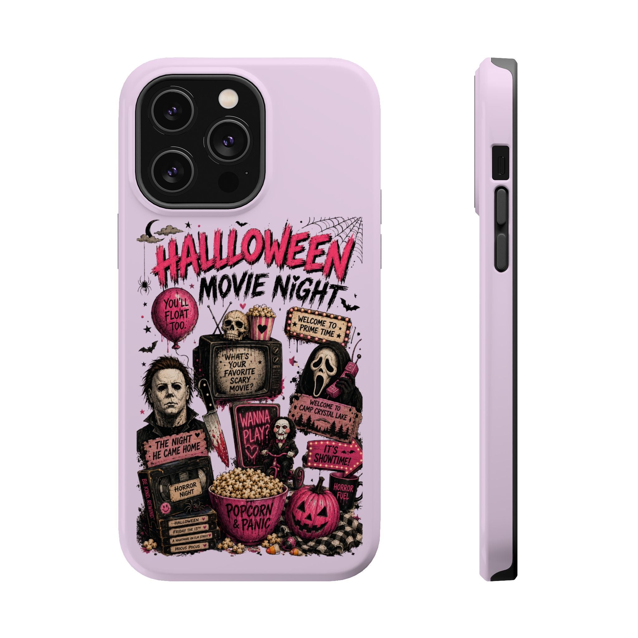Halloween Movie Night Phone Case — Magnetic Impact-Resistant Horror Design