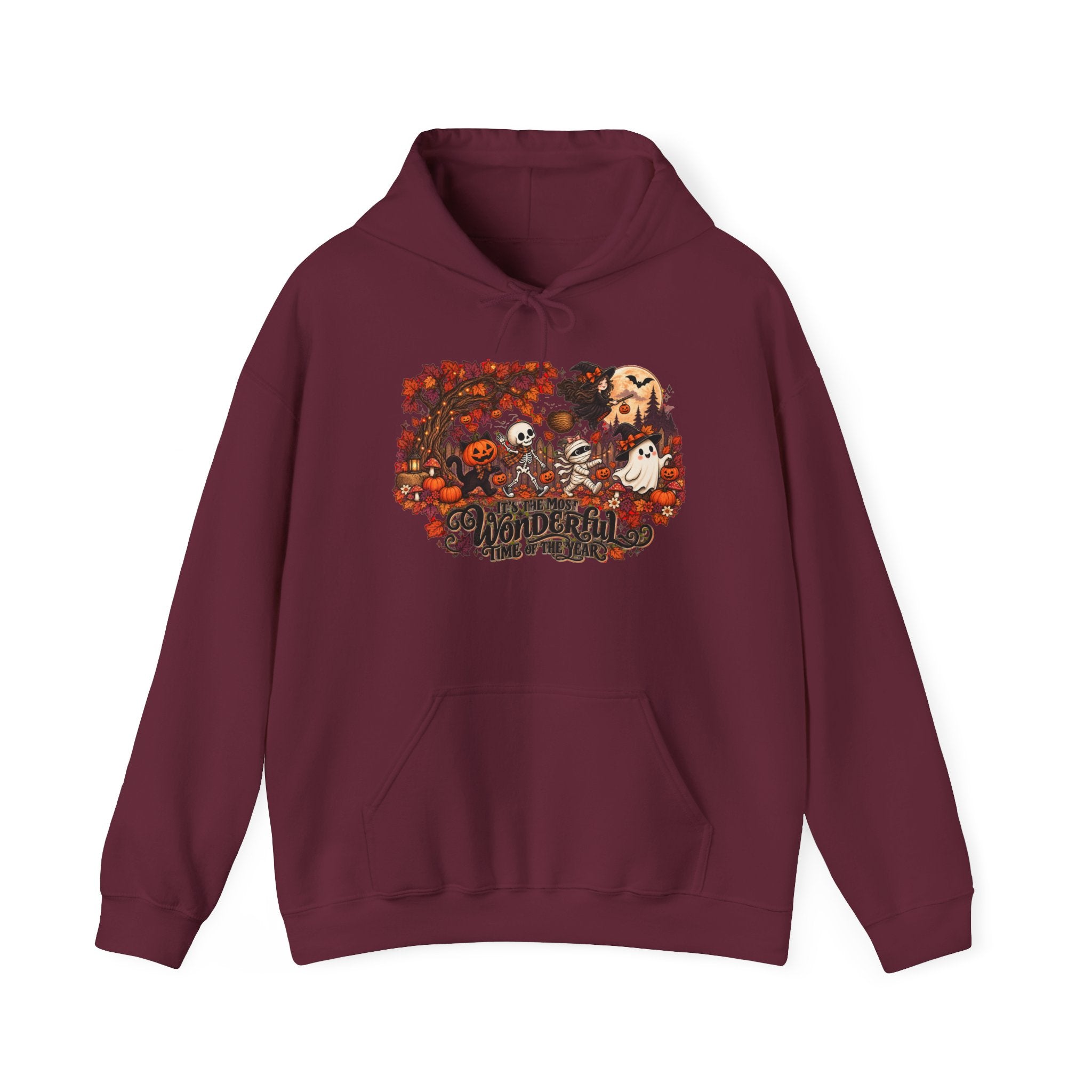 Halloween Anime Collage Hoodie — Spooky Pumpkin & Chibi Characters Fall Sweatshirt