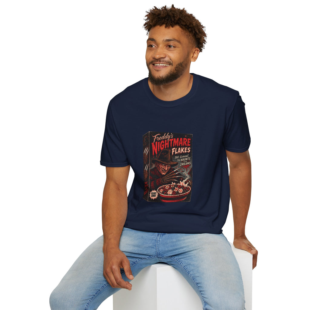 Horror Movie Tee — "Freddy's Nightmare Flakes" Graphic T-Shirt