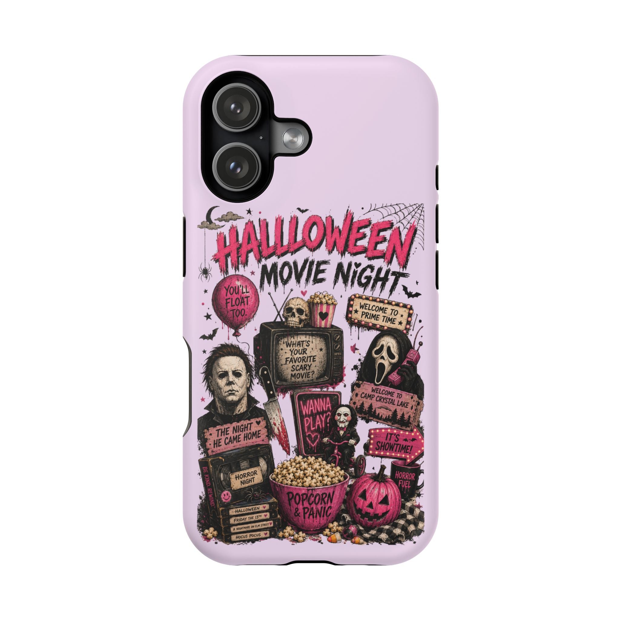 Halloween Movie Night Phone Case — Magnetic Impact-Resistant Horror Design