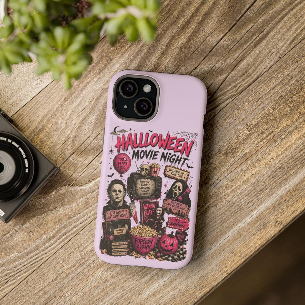 Halloween Movie Night Phone Case — Magnetic Impact-Resistant Horror Design