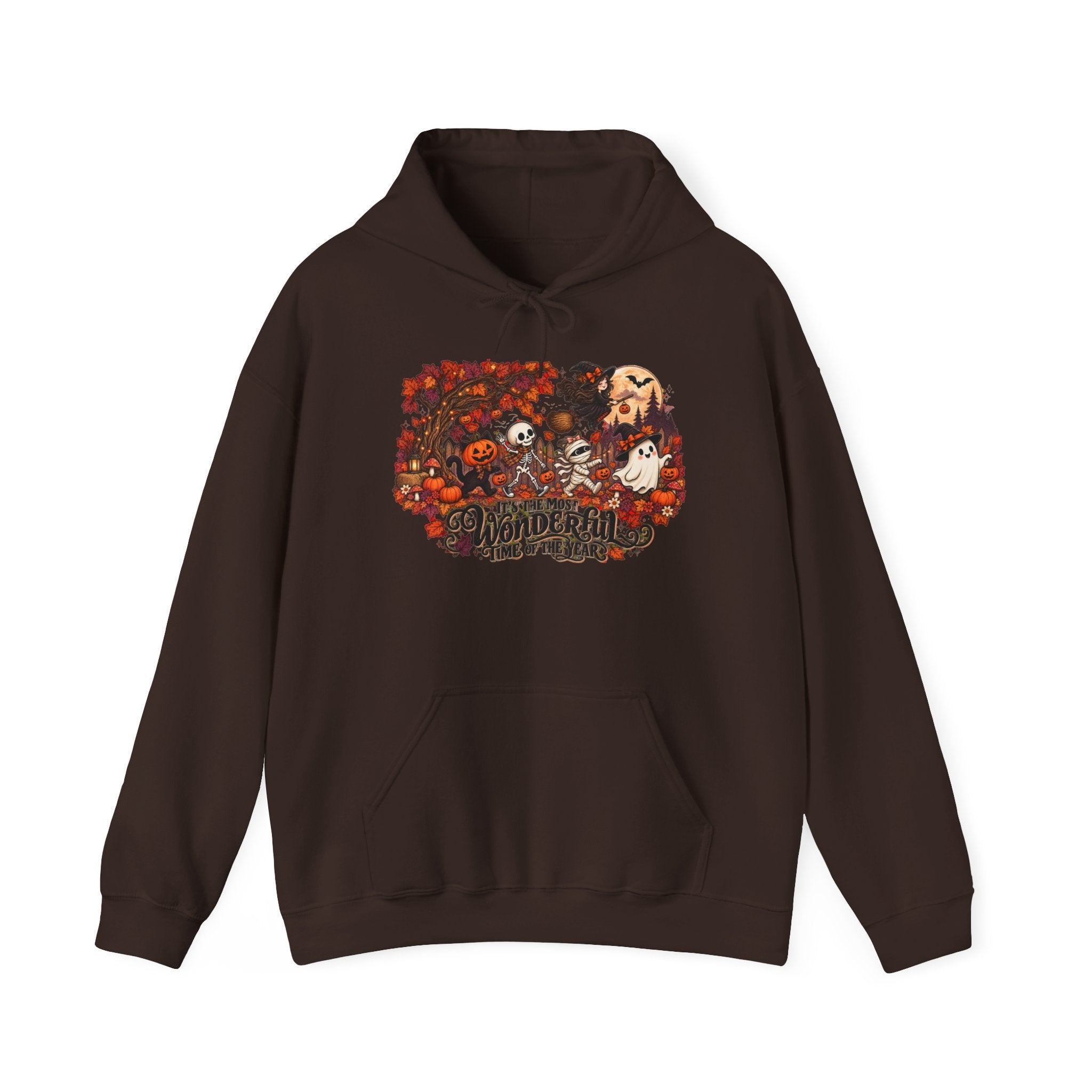Halloween Anime Collage Hoodie — Spooky Pumpkin & Chibi Characters Fall Sweatshirt