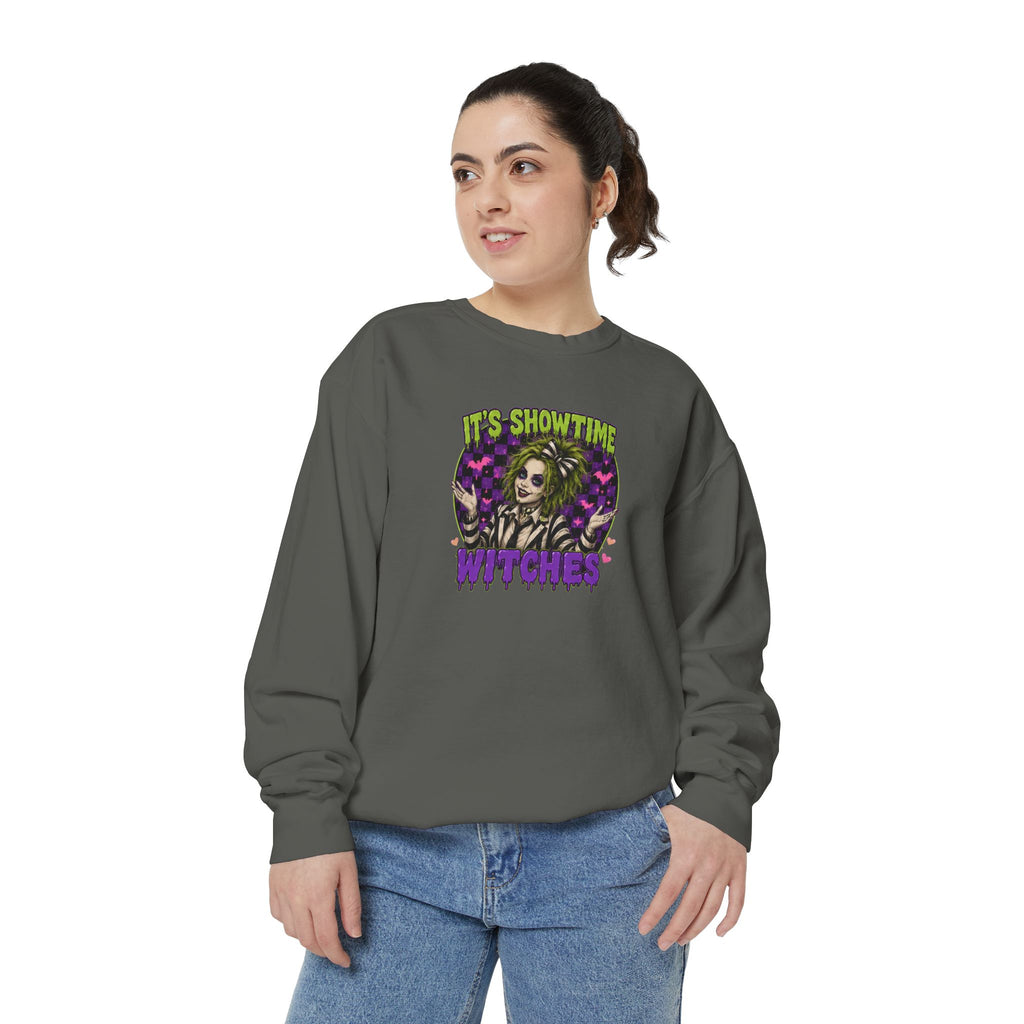 It's Showtime Witches Sweatshirt — Halloween Beetlejuice-Inspired Graphic Pullover