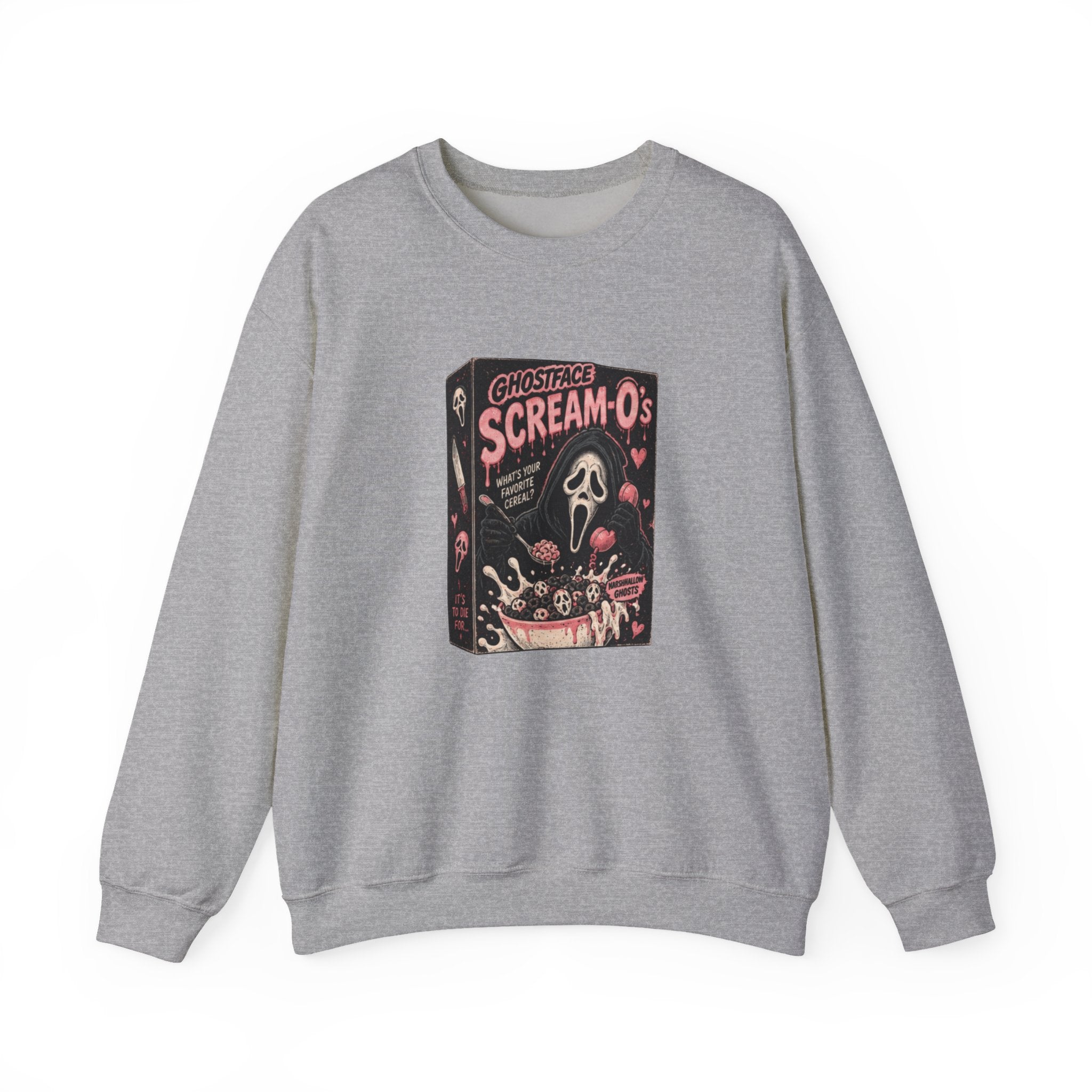Scream-O’s Cereal Crewneck Sweatshirt — Retro Horror Graphic Sweatshirt