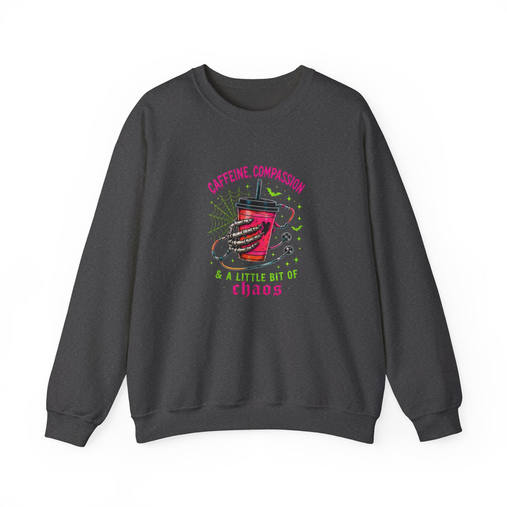 Caffeine, Compassion & A Little Bit of Chaos Crewneck Sweatshirt