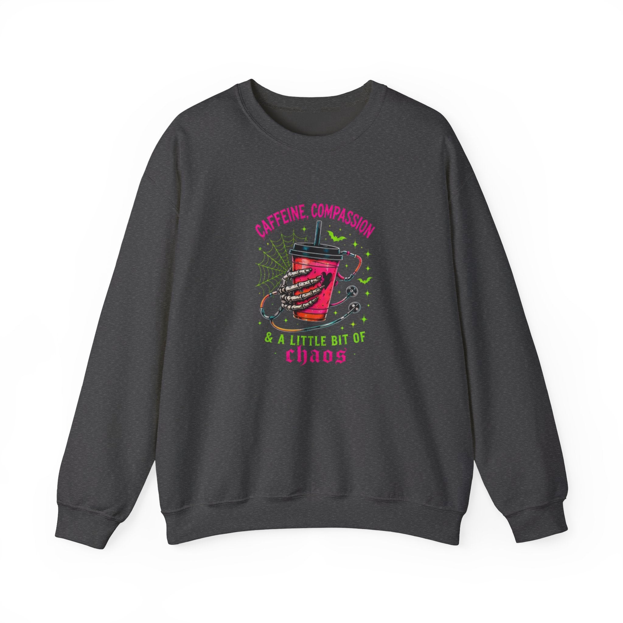 Caffeine, Compassion & A Little Bit of Chaos Crewneck Sweatshirt
