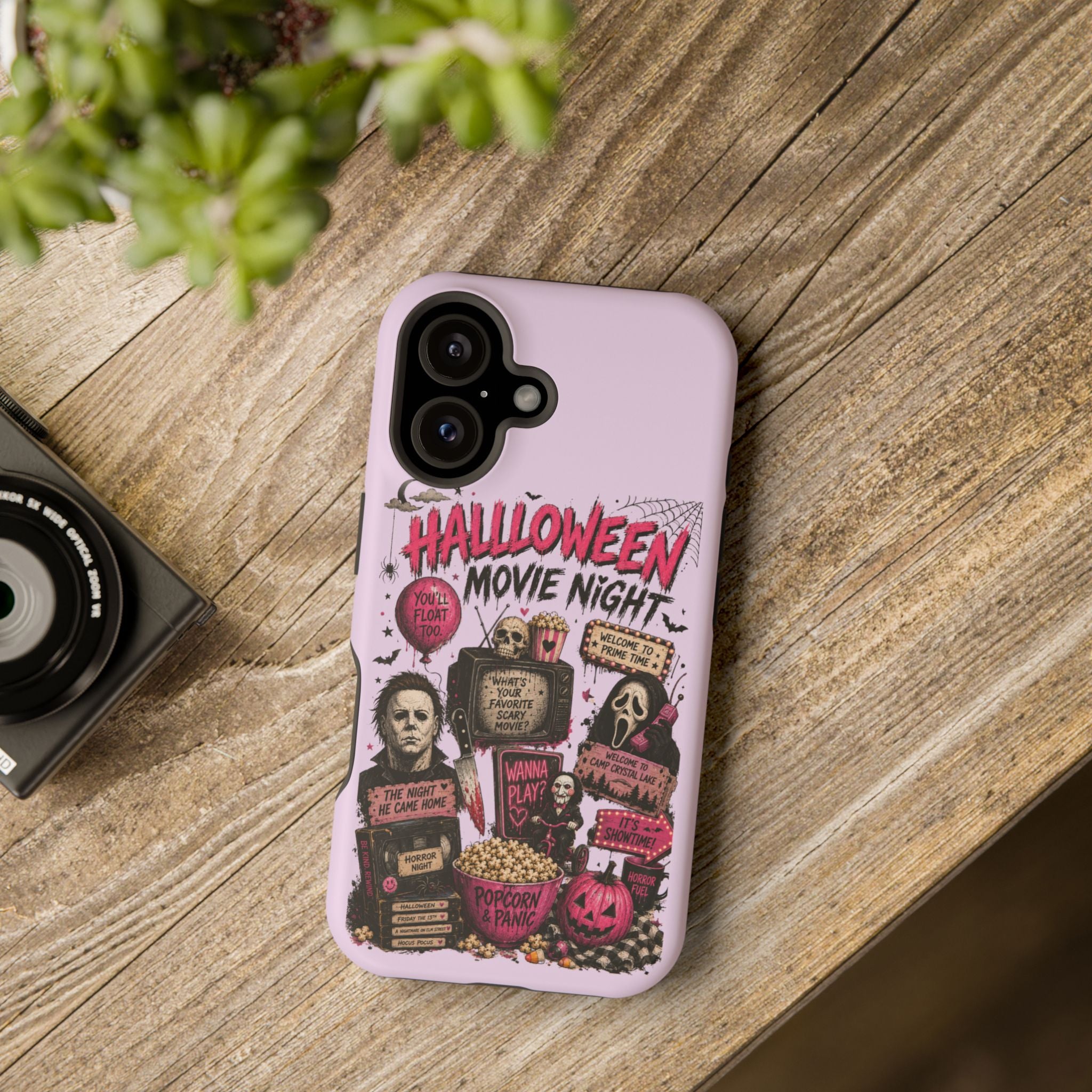 Halloween Movie Night Phone Case — Magnetic Impact-Resistant Horror Design