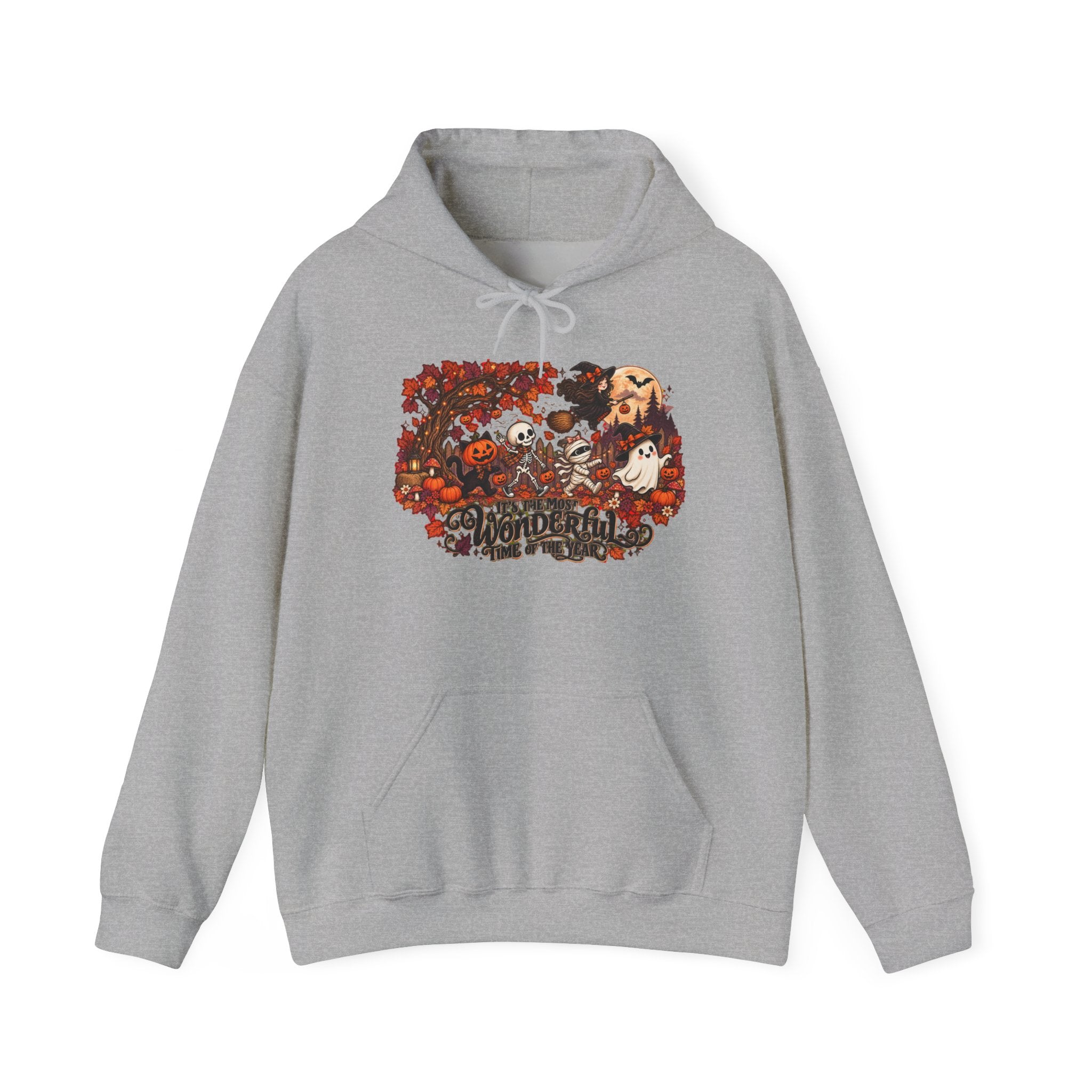 Halloween Anime Collage Hoodie — Spooky Pumpkin & Chibi Characters Fall Sweatshirt