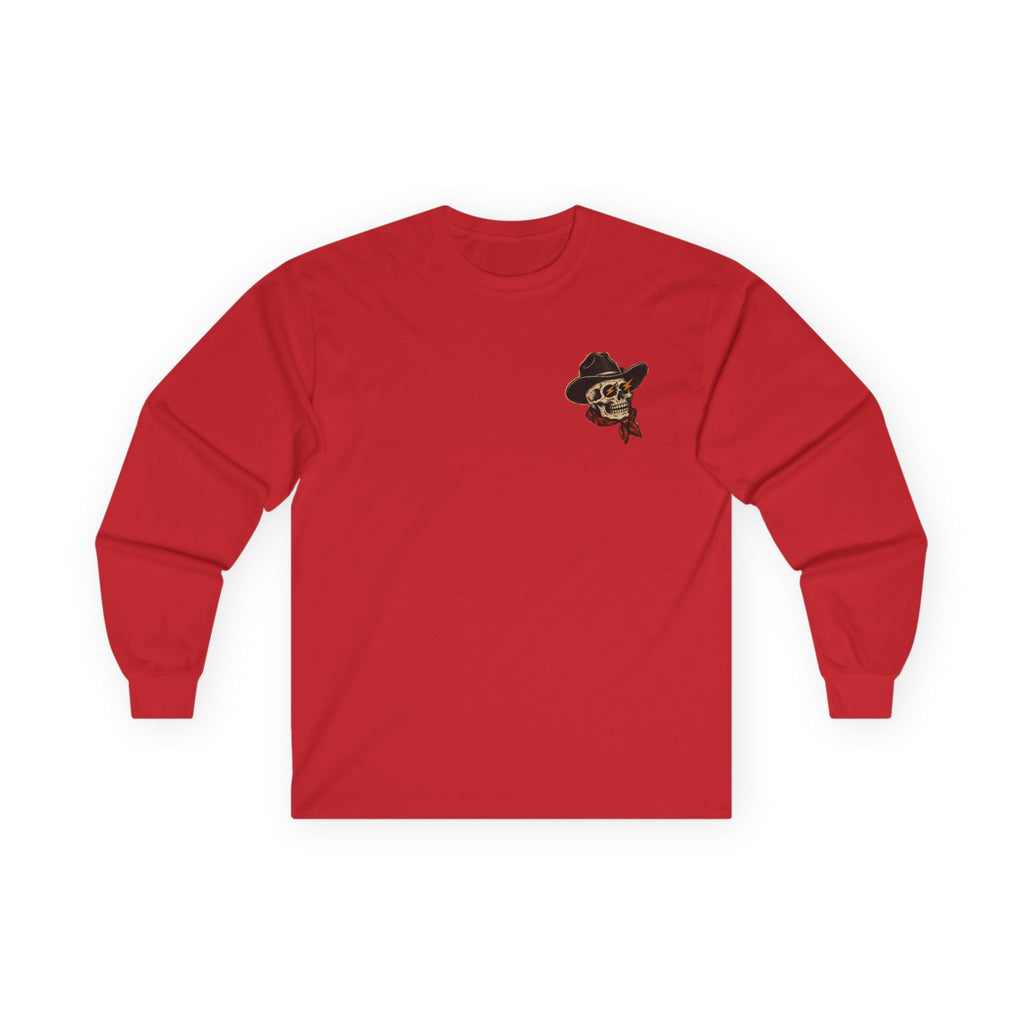 Long Sleeve Tee — Retro Cowboy Skull Graphic