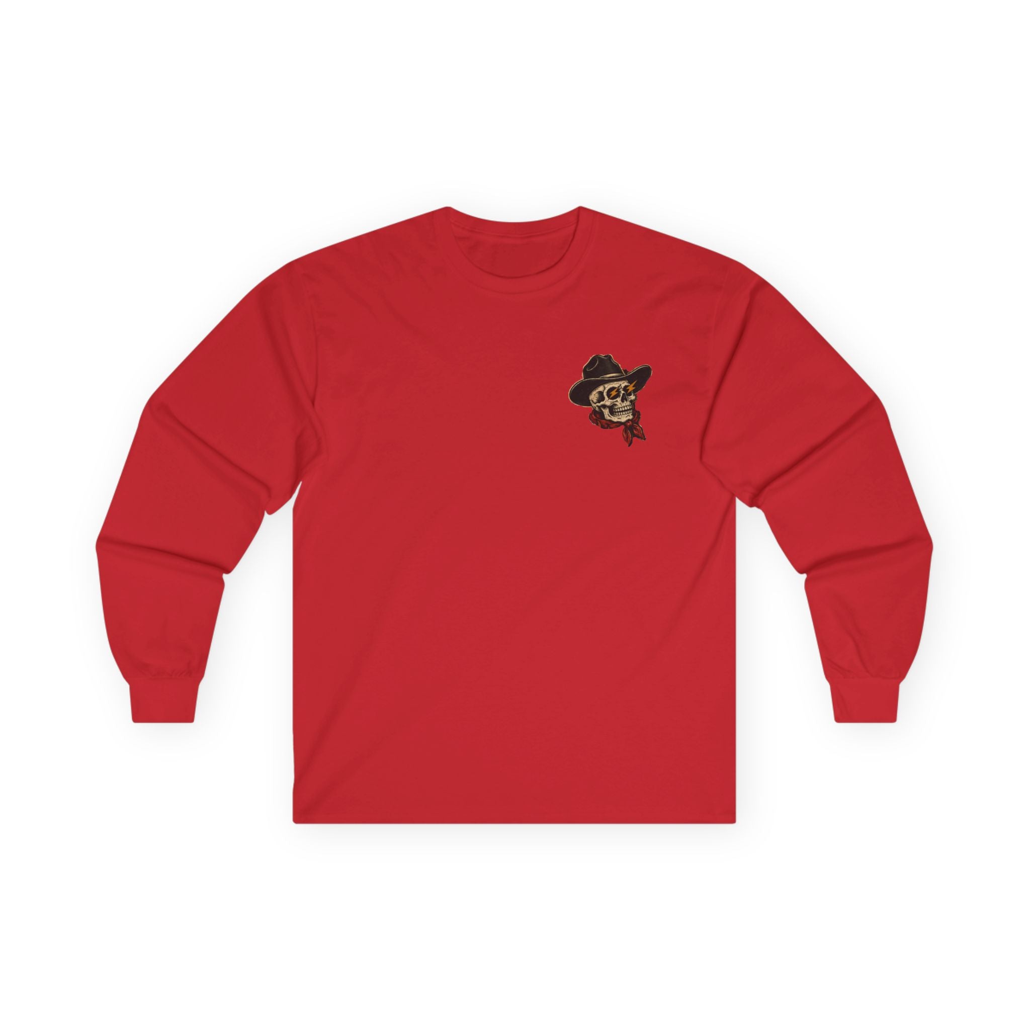Long Sleeve Tee — Retro Cowboy Skull Graphic