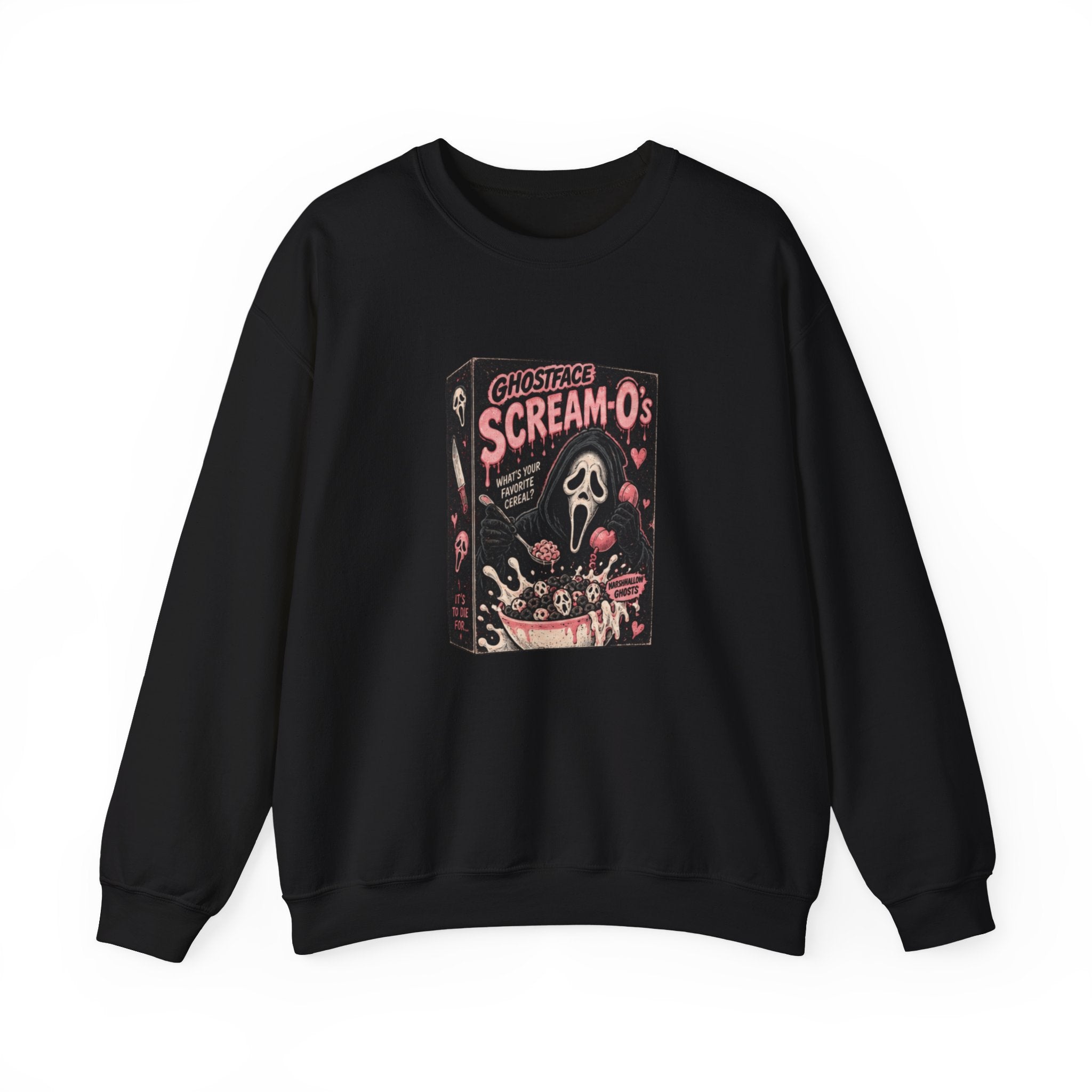 Scream-O’s Cereal Crewneck Sweatshirt — Retro Horror Graphic Sweatshirt