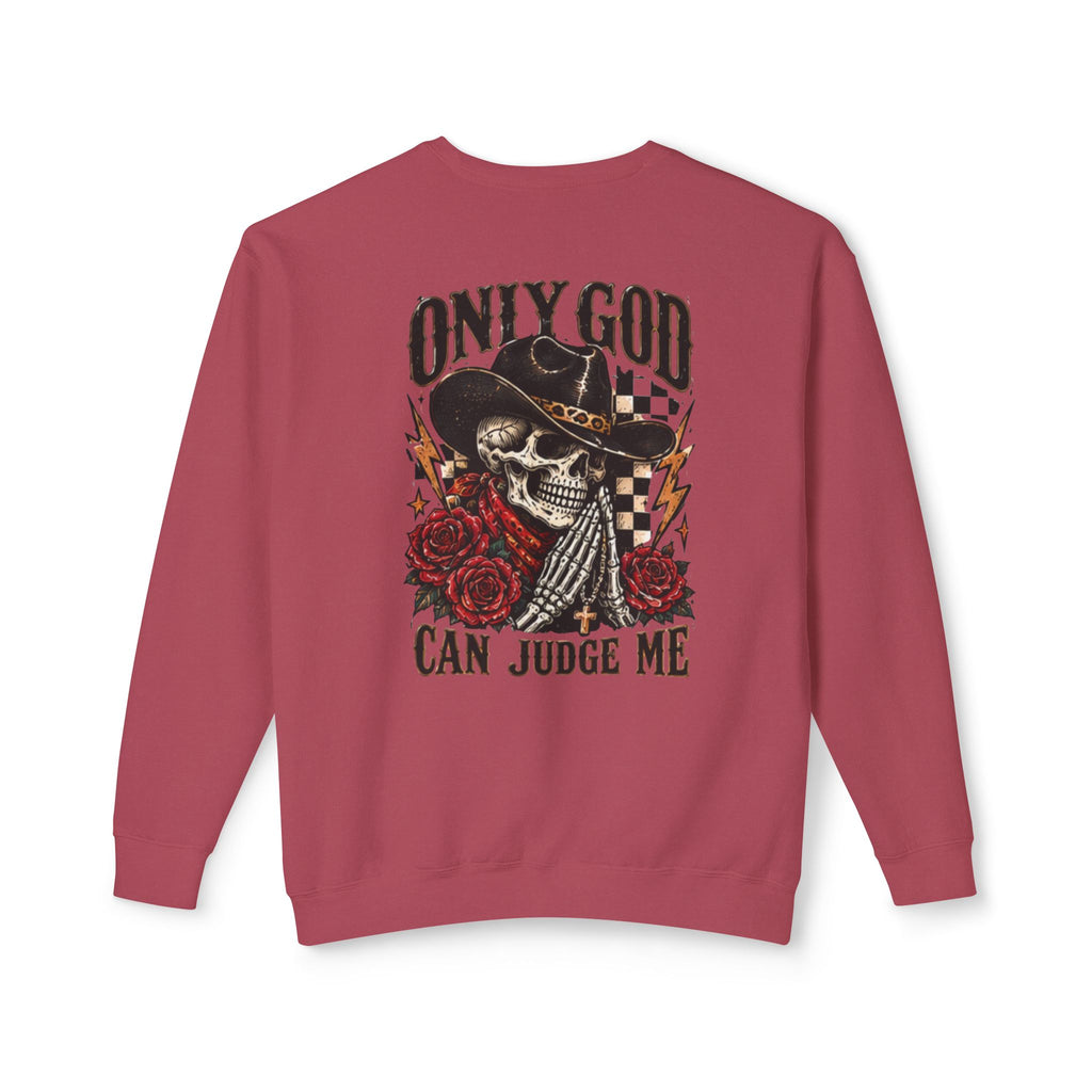 “Only God Can Judge Me” Skull Cowboy Crewneck