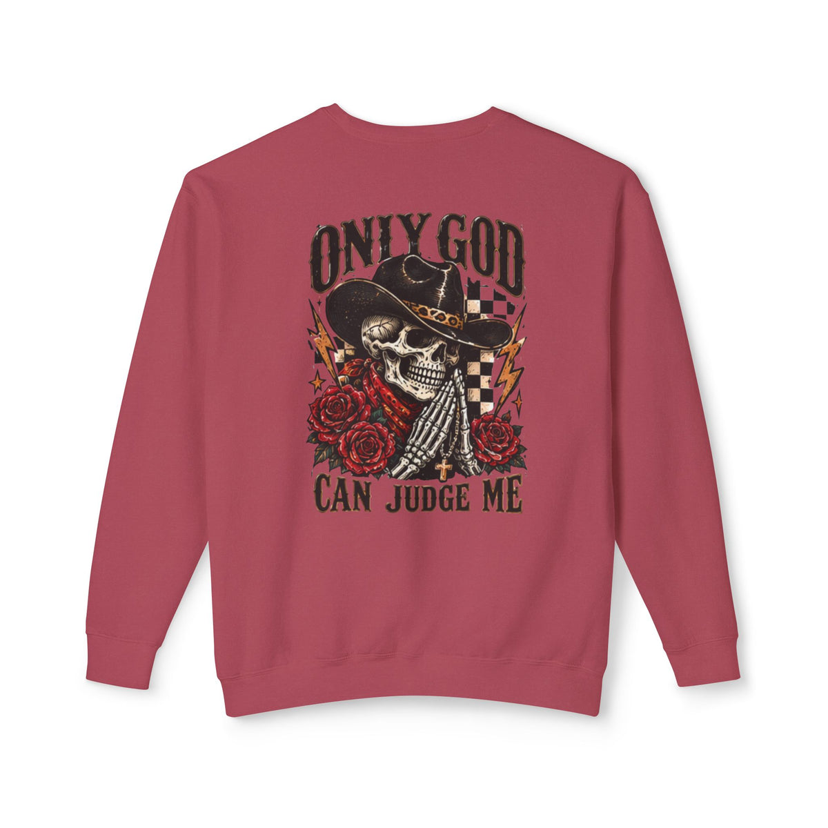 “Only God Can Judge Me” Skull Cowboy Crewneck